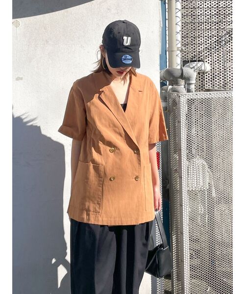 Ungrid（アングリッド）の「ハーフスリーブシャツジャケット（シャツ/ブラウス・レディース・アイボリー/キャメル・FREE）」の10枚目の写真