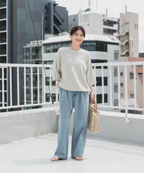 URBAN RESEARCH DOORS(アーバンリサーチドアーズ)の「タックフライスワイドTシャツ(Tシャツ/カットソー・レディース・ミント/ネイビー/ホワイト系その他/ライトベージュ/ナチュラル/チャコールグレー/オレンジ系その他/ベージュ・MEDIUM)」の13枚目の写真