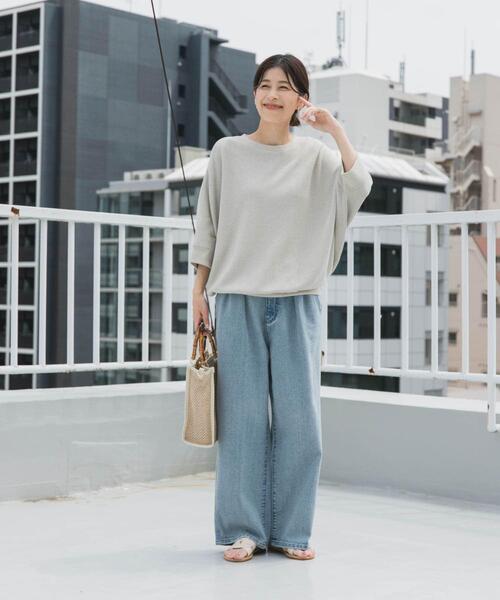 URBAN RESEARCH DOORS(アーバンリサーチドアーズ)の「タックフライスワイドTシャツ(Tシャツ/カットソー・レディース・ミント/ネイビー/ホワイト系その他/ライトベージュ/ナチュラル/チャコールグレー/オレンジ系その他/ベージュ・MEDIUM)」の14枚目の写真