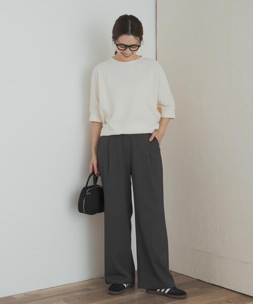 URBAN RESEARCH DOORS(アーバンリサーチドアーズ)の「タックフライスワイドTシャツ(Tシャツ/カットソー・レディース・ミント/ネイビー/ホワイト系その他/ライトベージュ/ナチュラル/チャコールグレー/オレンジ系その他/ベージュ・MEDIUM)」の17枚目の写真