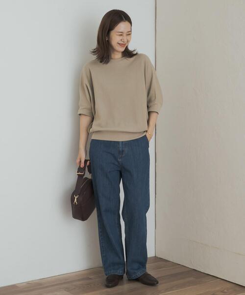 URBAN RESEARCH DOORS（アーバンリサーチドアーズ）の「タックフライスワイドTシャツ（Tシャツ/カットソー・レディース・ミント/ネイビー/ホワイト系その他/ライトベージュ/ナチュラル/チャコールグレー/オレンジ系その他/ベージュ・MEDIUM）」の14枚目の写真