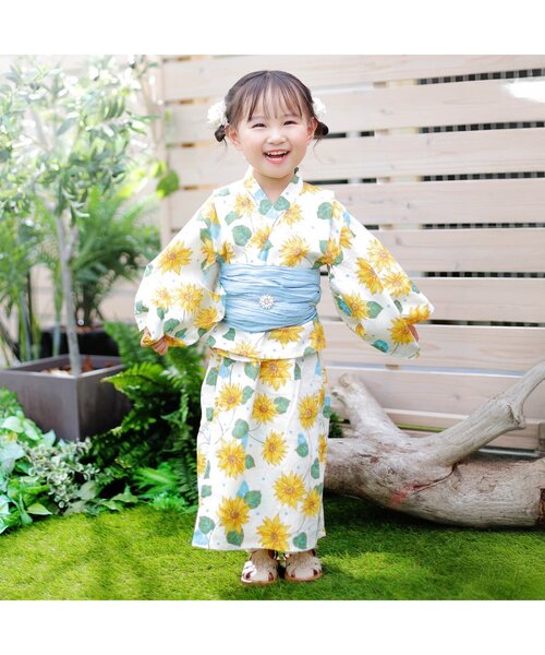 apres les cours（アプレレクール）の「【リンク/3点セット】アプレのはんなり浴衣_ジュニア対応（浴衣・キッズ・アイボリー/サックスブルー/ラベンダー/ネイビー/ピンク・150/140/130/120/110/100）」の22枚目の写真