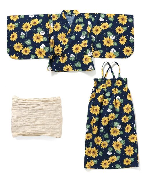 apres les cours（アプレレクール）の「【リンク/3点セット】アプレのはんなり浴衣_ジュニア対応（浴衣・キッズ・アイボリー/サックスブルー/ラベンダー/ネイビー/ピンク・150/140/130/120/110/100）」の11枚目の写真