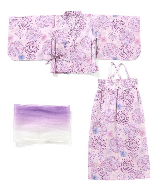 apres les cours（アプレレクール）の「【リンク/3点セット】アプレのはんなり浴衣_ジュニア対応（浴衣・キッズ・アイボリー/サックスブルー/ラベンダー/ネイビー/ピンク・150/140/130/120/110/100）」の12枚目の写真