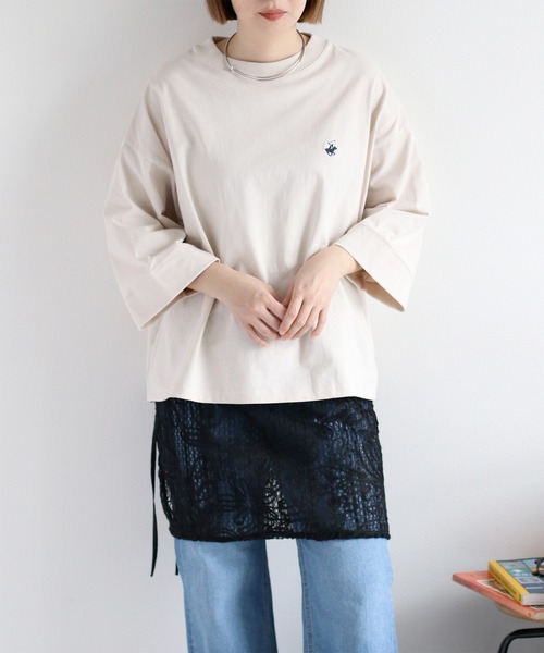 BEVERLY HILLS POLO CLUB(ビバリーヒルズポロクラブ)の「【BEVERLY HILLS POLO CLUB】ワイドスリーブTee(Tシャツ/カットソー・レディース・サックスブルー/オフホワイト/チャコール/ベージュ・M)」の1枚目の写真