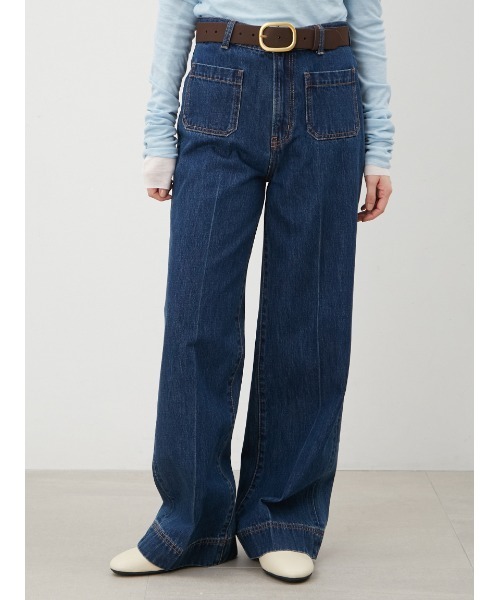 Mila Owen(ミラオーウェン)の「パッチポケットデザインシガレットデニム(その他パンツ・レディース・ブルー/ライトブルー・0/1/00)」の2枚目の写真