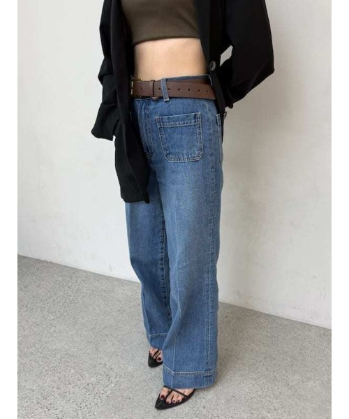 Mila Owen(ミラオーウェン)の「パッチポケットデザインシガレットデニム(その他パンツ・レディース・ブルー/ライトブルー・0/1/00)」の18枚目の写真