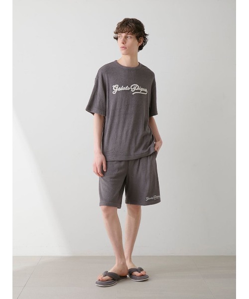 gelato pique（ジェラートピケ）の「【ONLINE限定】【HOMME】パイルロゴ刺繍Tシャツ&ハーフパンツ（ルームウェア/パジャマ・メンズ・ダークグレー/ネイビー/ブルー・MEDIUM/LARGE）」の14枚目の写真