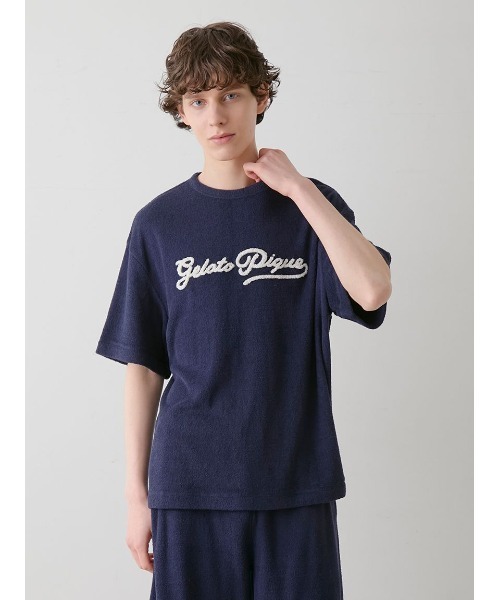 gelato pique（ジェラートピケ）の「【ONLINE限定】【HOMME】パイルロゴ刺繍Tシャツ&ハーフパンツ（ルームウェア/パジャマ・メンズ・ダークグレー/ネイビー/ブルー・MEDIUM/LARGE）」の12枚目の写真