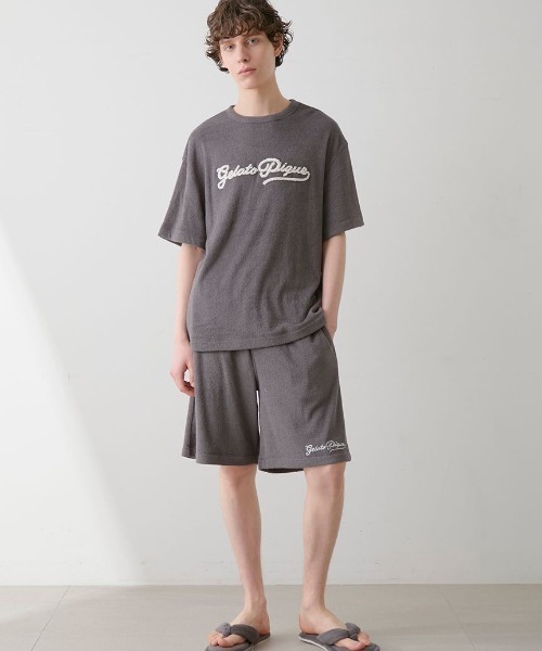 gelato pique（ジェラートピケ）の「【ONLINE限定】【HOMME】パイルロゴ刺繍Tシャツ&ハーフパンツ（ルームウェア/パジャマ・メンズ・ダークグレー/ネイビー/ブルー・MEDIUM/LARGE）」の20枚目の写真