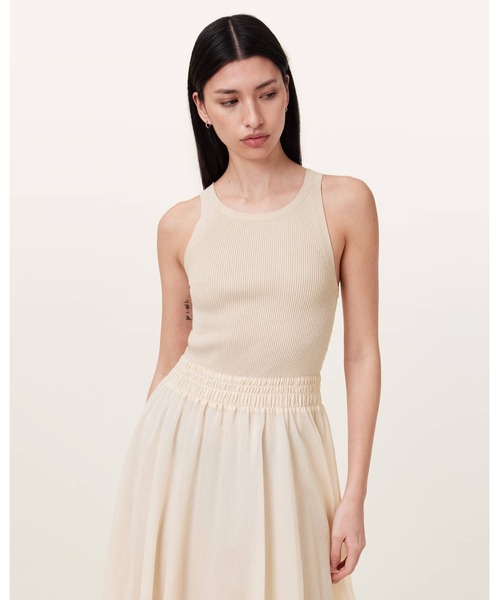 ALLSAINTS(オールセインツ)の「ZENIA SLEEVELESS ASYMMETRIC MIDI DRESS | ZENIA ノースリーブ アシンメトリック ミディ ドレス・ワンピース(ワンピース・レディース・ホワイト系その他・M/XS/S/L)」の2枚目の写真