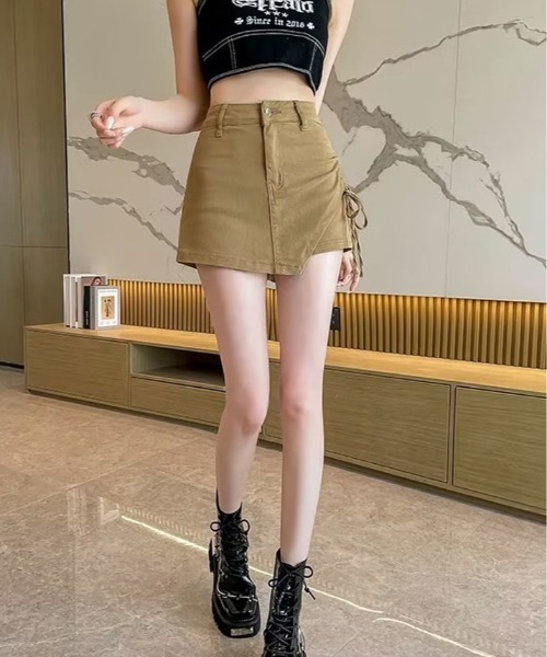 kirakiraShop(キラキラショップ)の「サイドリボン ラップスカート パンツ(デニムパンツ・レディース・ベージュ/ブラック・M/L)」の19枚目の写真