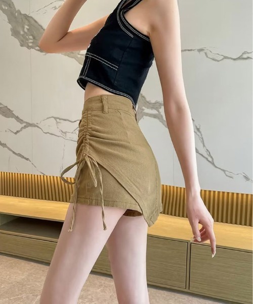 kirakiraShop(キラキラショップ)の「サイドリボン ラップスカート パンツ(デニムパンツ・レディース・ベージュ/ブラック・M/L)」の22枚目の写真