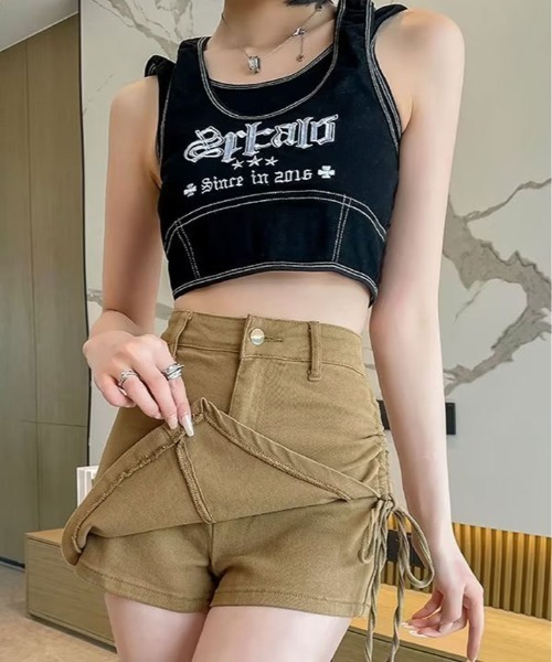 kirakiraShop(キラキラショップ)の「サイドリボン ラップスカート パンツ(デニムパンツ・レディース・ベージュ/ブラック・M/L)」の20枚目の写真