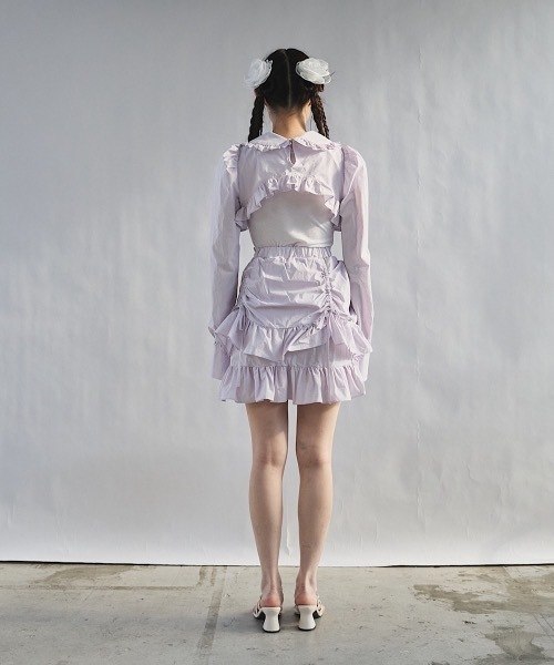 PAIN(ペイン)の「2wayフリルショートブラウス【セットアップ対応】(シャツ/ブラウス・レディース・パープル/ホワイト/チェック・FREE)」の6枚目の写真