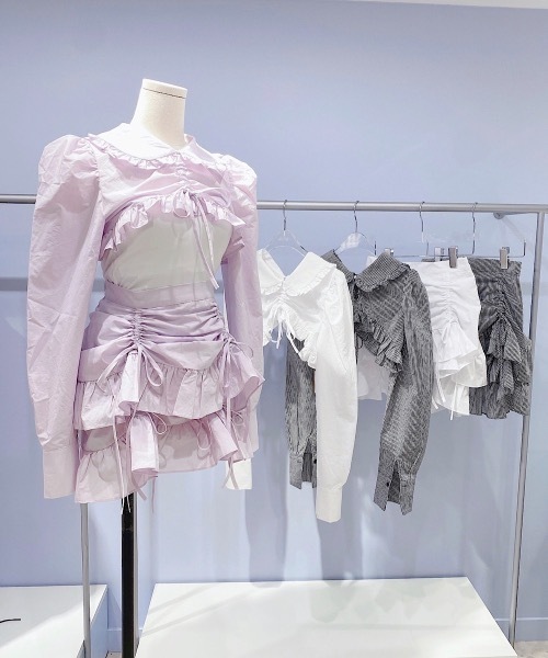ブラウス シャツ 2wayフリルショートブラウス「セットアップ対応」 レディース セール】2wayフリルショートブラウス【セットアップ対応