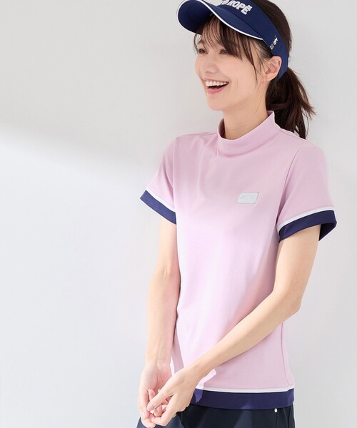 JUN&ROPE'(ジュンアンドロペ)の「【UVカット】【速乾】配色コンビモック半袖プルオーバー(Tシャツ/カットソー・レディース・ホワイト/ネイビー/ピンク・M/S/L)」の3枚目の写真