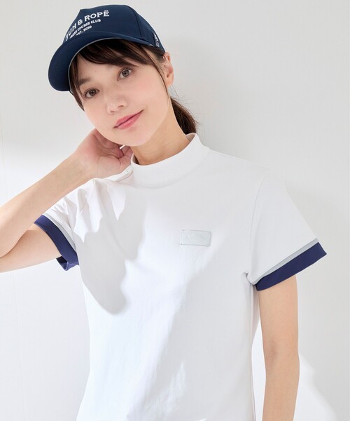 JUN&ROPE'(ジュンアンドロペ)の「【UVカット】【速乾】配色コンビモック半袖プルオーバー(Tシャツ/カットソー・レディース・ホワイト/ネイビー/ピンク・M/S/L)」の4枚目の写真