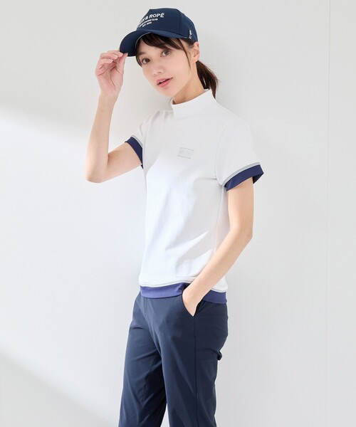 JUN&ROPE'(ジュンアンドロペ)の「【UVカット】【速乾】配色コンビモック半袖プルオーバー(Tシャツ/カットソー・レディース・ホワイト/ネイビー/ピンク・M/S/L)」の6枚目の写真
