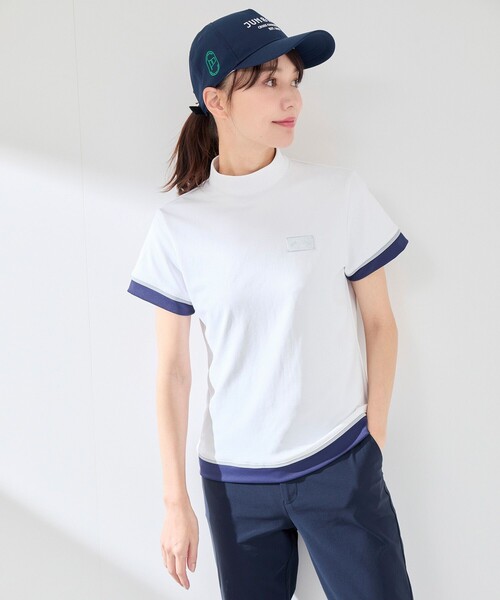 JUN&ROPE'(ジュンアンドロペ)の「【UVカット】【速乾】配色コンビモック半袖プルオーバー(Tシャツ/カットソー・レディース・ホワイト/ネイビー/ピンク・M/S/L)」の7枚目の写真