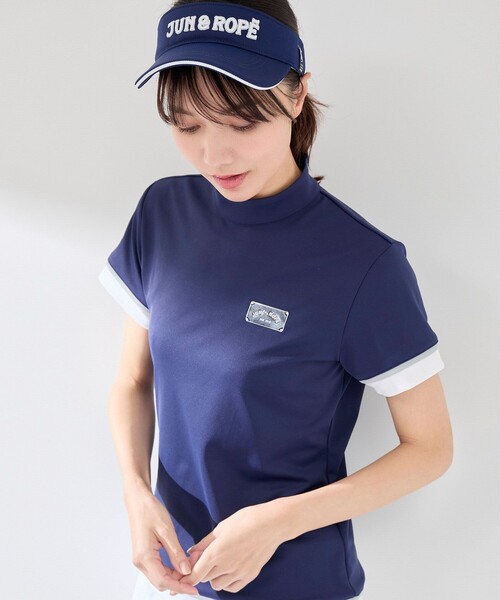 JUN&ROPE'(ジュンアンドロペ)の「【UVカット】【速乾】配色コンビモック半袖プルオーバー(Tシャツ/カットソー・レディース・ホワイト/ネイビー/ピンク・M/S/L)」の11枚目の写真