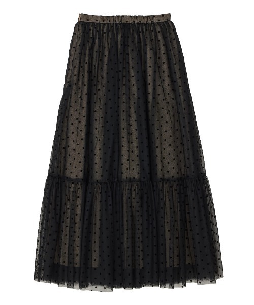セール】CONSTRICTED TOP DOT TULLE SET DRESS（ワンピース