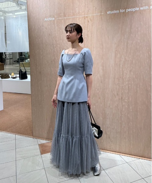 セール】CONSTRICTED TOP DOT TULLE SET DRESS（ワンピース）｜Ameri