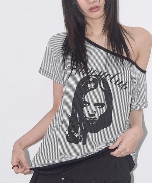 FANCY CLUB（ファンシークラブ）の「★K-POPアイドル着用 FANCY CLUB／ワンショルダーＴ（Tシャツ/カットソー・レディース・ブラウン/ブラック・FREE）」の10枚目の写真