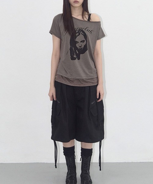 FANCY CLUB（ファンシークラブ）の「★K-POPアイドル着用 FANCY CLUB／ワンショルダーＴ（Tシャツ/カットソー・レディース・ブラウン/ブラック・FREE）」の15枚目の写真