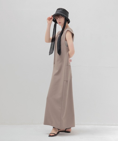 DRESSLAVE（ドレスレイブ）の「square neck boxy all in one(スクエアネックボクシーオールインワン)（つなぎ/オールインワン・レディース・ブラウン/グレー・38）」の3枚目の写真