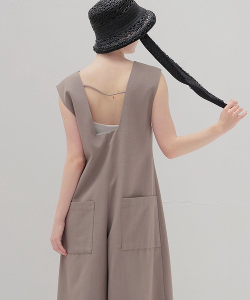 DRESSLAVE（ドレスレイブ）の「square neck boxy all in one(スクエアネックボクシーオールインワン)（つなぎ/オールインワン・レディース・ブラウン/グレー・38）」の7枚目の写真