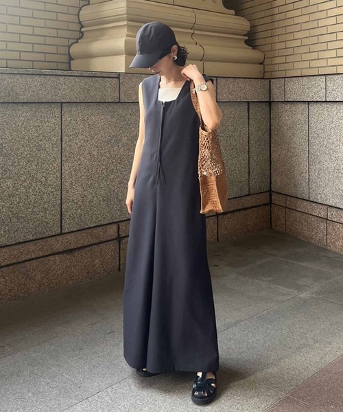 DRESSLAVE（ドレスレイブ）の「square neck boxy all in one(スクエアネックボクシーオールインワン)（つなぎ/オールインワン・レディース・ブラウン/グレー・38）」の16枚目の写真