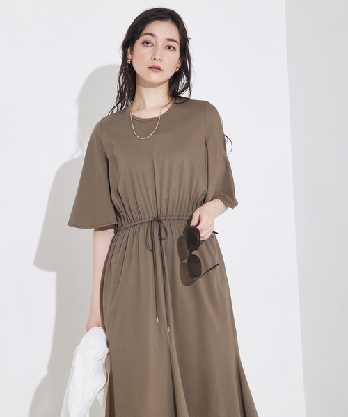 qualite（カリテ）の「ケープワンピ/夏服/春服/オフィスカジュアル/きれいめ（ワンピース・レディース・カーキ/ブルー・フリー）」の2枚目の写真