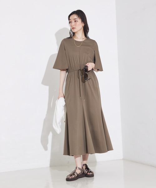 qualite（カリテ）の「ケープワンピ/夏服/春服/オフィスカジュアル/きれいめ（ワンピース・レディース・カーキ/ブルー・フリー）」の3枚目の写真