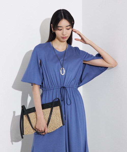 qualite（カリテ）の「ケープワンピ/夏服/春服/オフィスカジュアル/きれいめ（ワンピース・レディース・カーキ/ブルー・フリー）」の5枚目の写真