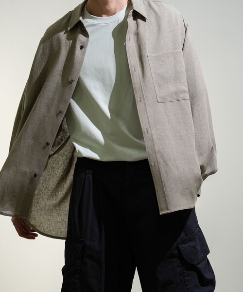 CITY TOKYO（シティトウキョウ）の「Twist linen オーバーシャツ（シャツ/ブラウス・メンズ・ベージュ/オフホワイト/ブラック・2/1）」の13枚目の写真