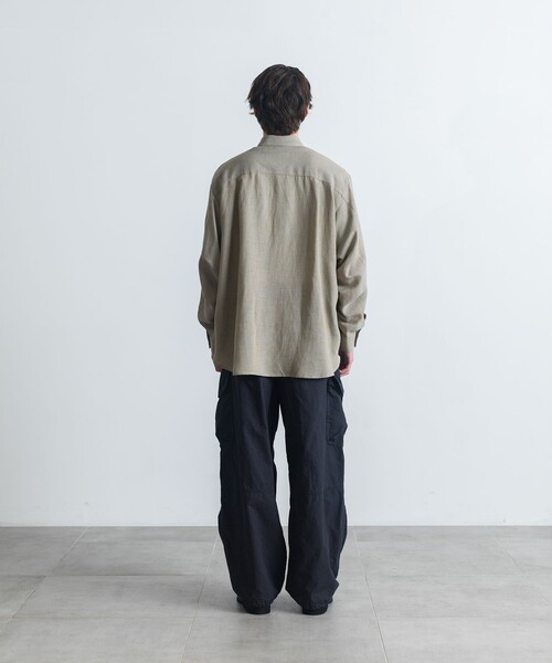 CITY TOKYO（シティトウキョウ）の「Twist linen オーバーシャツ（シャツ/ブラウス・メンズ・ベージュ/オフホワイト/ブラック・2/1）」の4枚目の写真