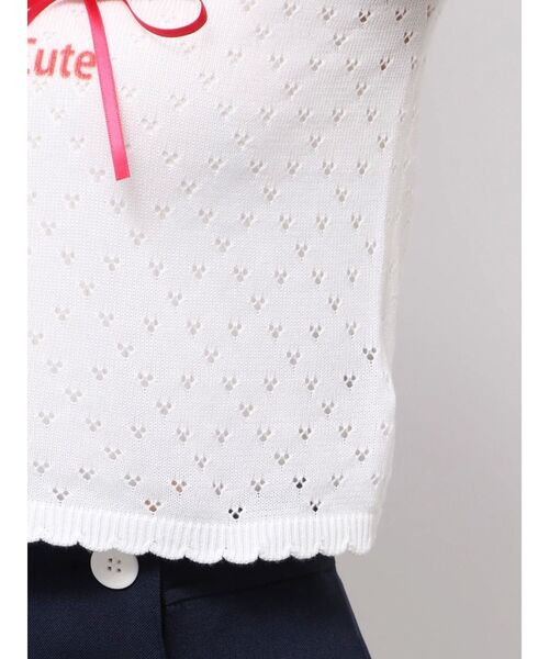 CALNAMUR(カルナムール)の「BEAR PRINT RIBBON KNIT /ベアプリントリボンニット(Tシャツ/カットソー・レディース・ライトブルー/ホワイト/ピンク・FREE)」の13枚目の写真