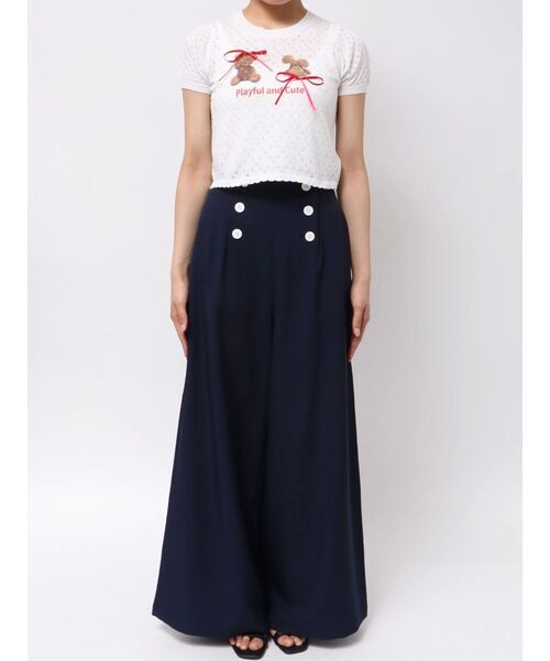 CALNAMUR(カルナムール)の「BEAR PRINT RIBBON KNIT /ベアプリントリボンニット(Tシャツ/カットソー・レディース・ライトブルー/ホワイト/ピンク・FREE)」の16枚目の写真