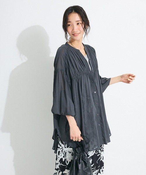 CRAFT STANDARD BOUTIQUE(クラフトスタンダードブティック)の「ヴィンテージボイルシャーリングチュニック(シャツ/ブラウス・レディース・ホワイト/チャコールグレー/レッド/カーキ・FREE)」の5枚目の写真