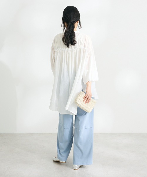 CRAFT STANDARD BOUTIQUE(クラフトスタンダードブティック)の「ヴィンテージボイルシャーリングチュニック(シャツ/ブラウス・レディース・ホワイト/チャコールグレー/レッド/カーキ・FREE)」の7枚目の写真