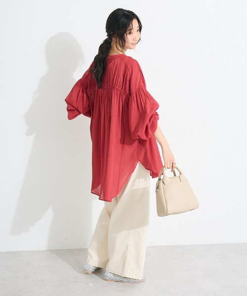 CRAFT STANDARD BOUTIQUE(クラフトスタンダードブティック)の「ヴィンテージボイルシャーリングチュニック(シャツ/ブラウス・レディース・ホワイト/チャコールグレー/レッド/カーキ・FREE)」の10枚目の写真