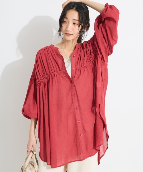 CRAFT STANDARD BOUTIQUE(クラフトスタンダードブティック)の「ヴィンテージボイルシャーリングチュニック(シャツ/ブラウス・レディース・ホワイト/チャコールグレー/レッド/カーキ・FREE)」の9枚目の写真