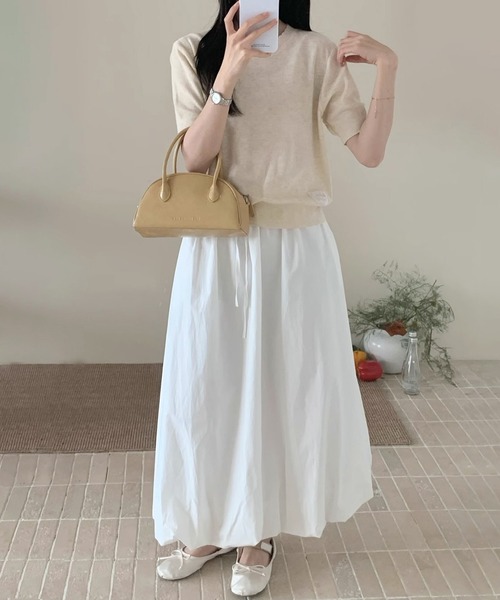 BANICO(バニコ)の「ワッペン付きクルーネック半袖ニットトップス (SS)(ニット/セーター・レディース・ライトベージュ/ピンク/グレー/ブルー/ネイビー・FREE)」の17枚目の写真