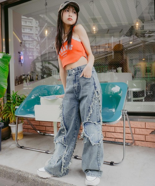 ANAP GｉRL（アナップガール）の「レース付 メッセージパッド入りキャミソール（キャミソール・キッズ・ブラック/オレンジ/オフホワイト・S/M/XS）」の15枚目の写真