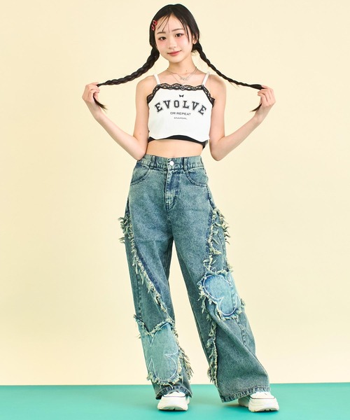 ANAP GｉRL（アナップガール）の「レース付 メッセージパッド入りキャミソール（キャミソール・キッズ・ブラック/オレンジ/オフホワイト・S/M/XS）」の20枚目の写真