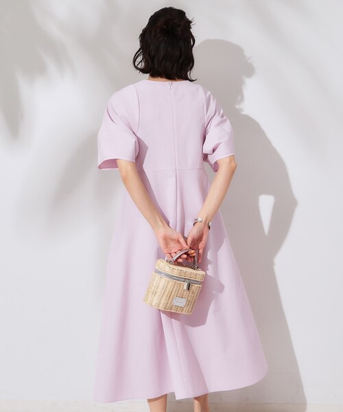 OPAQUE.CLIP（オペークドットクリップ）の「サッカーストライプワンピース【吸水速乾/イージーアイロン/洗濯機洗い可】（ワンピース・レディース・ブラック/ベビーピンク/ホワイト系3・38/40/36/42）」の13枚目の写真