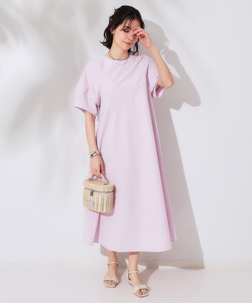 OPAQUE.CLIP（オペークドットクリップ）の「サッカーストライプワンピース【吸水速乾/イージーアイロン/洗濯機洗い可】（ワンピース・レディース・ブラック/ベビーピンク/ホワイト系3・38/40/36/42）」の14枚目の写真