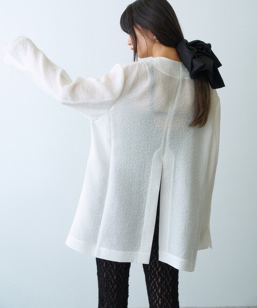CODE A（コードエー）の「◆sheer jacquard jacket（テーラードジャケット・レディース・ブラック/ホワイト・00）」の5枚目の写真