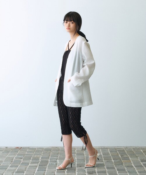 CODE A（コードエー）の「◆sheer jacquard jacket（テーラードジャケット・レディース・ブラック/ホワイト・00）」の7枚目の写真
